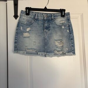 We The Free Light Blue Denim Mini Skirt